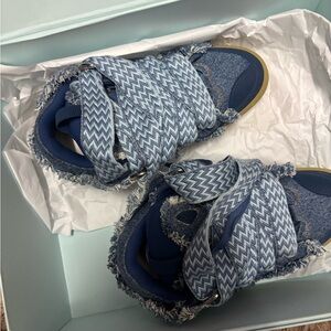 Blue Frayed High-Top Sneakers